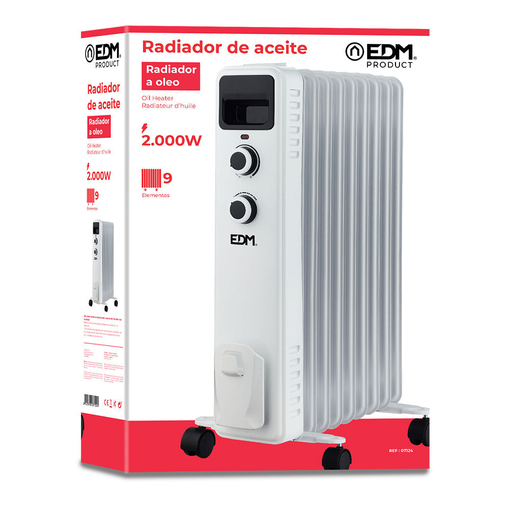 RADIADOR DE ACEITE 2000 W CON 9 ELEMENTOS ALTURA 60 cm