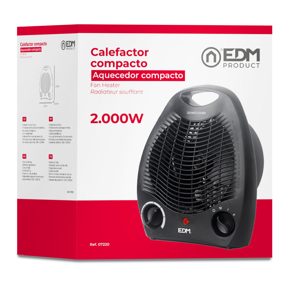 CALEFACTOR COMPACTO 1000 - 2000 W NEGRO