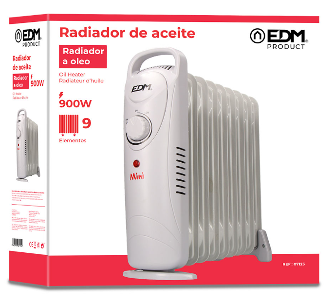 RADIADOR DE ACEITE 900 W CON 9 ELEMENTOS MODELO JUNIOR