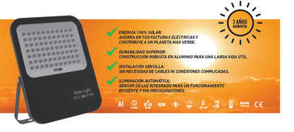 Foco Proyector LED Solar Exterior con Sensor de Movimiento –