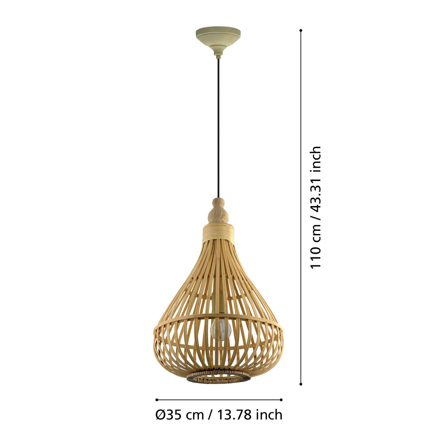 Lámpara Colgante EGLO Amsfield de Ratán Natural