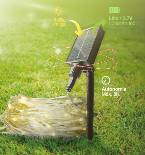 Guirnalda de Luces LED Solares para Exterior 5 metros – Impermeable, Autónoma y de Bajo Consumo
